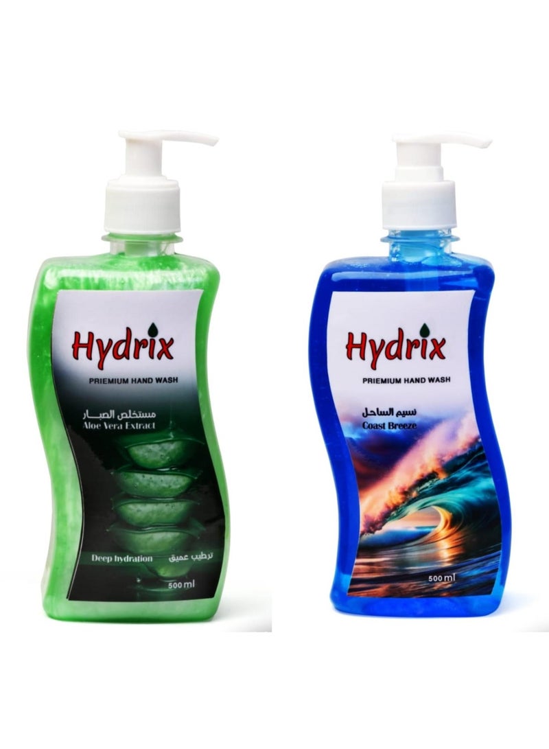 hydrix deep hydration creamy hand wash with  (coconut +palm+alovera)  500 ml & hydrix hand wash with (coconut+palm )oil 500ml breeze coast scentBundle - Image 1
